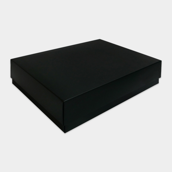 Rectangle 350gsm Art card Top Bottom Box Matte Laminated (A4: 31cm x 23cm x 7.5cm) - Black