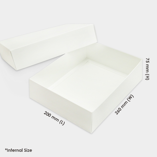 Rectangle 350gsm Art card Top Bottom Box Matte Laminated (20cm x 26cm x 7.5cm) - White