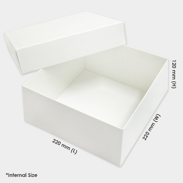 Square 350gsm Art card Top Bottom Box Matte Laminated (22cm x 22cm x 12cm) - White