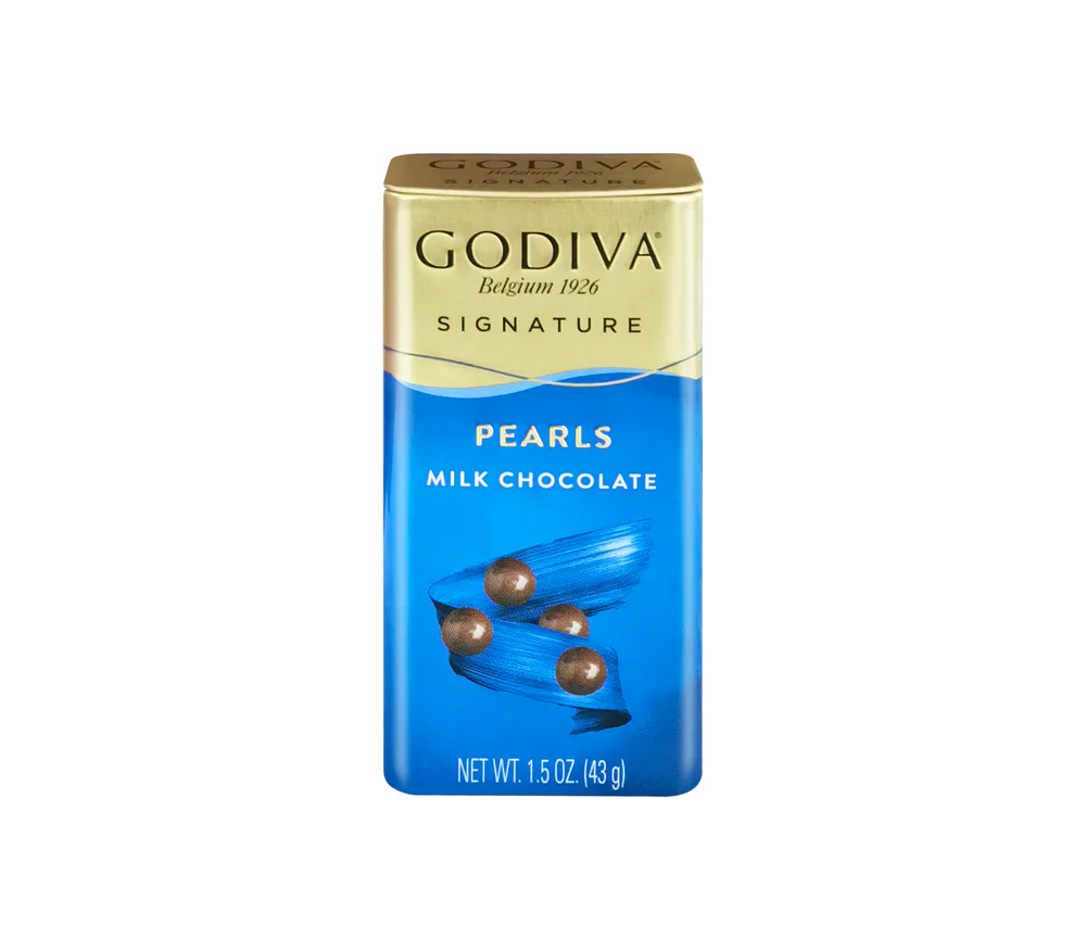 GODIVA Milk Chocolate Pearls | 43g Tin