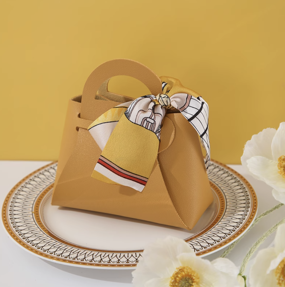 Yellow PU Leather Tote Doorgift Bag - 15*14*6cm