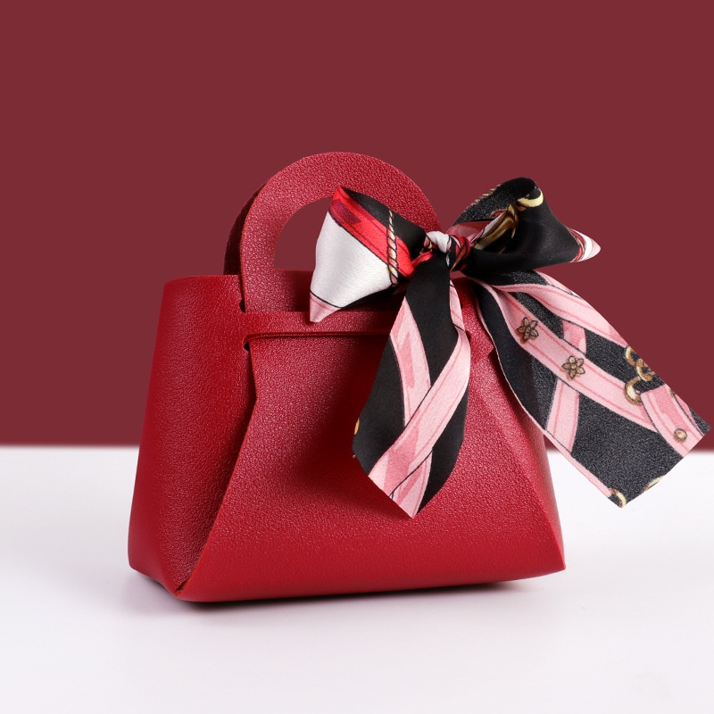 Red PU Leather Tote Doorgift Bag - 13*12*5.5cm