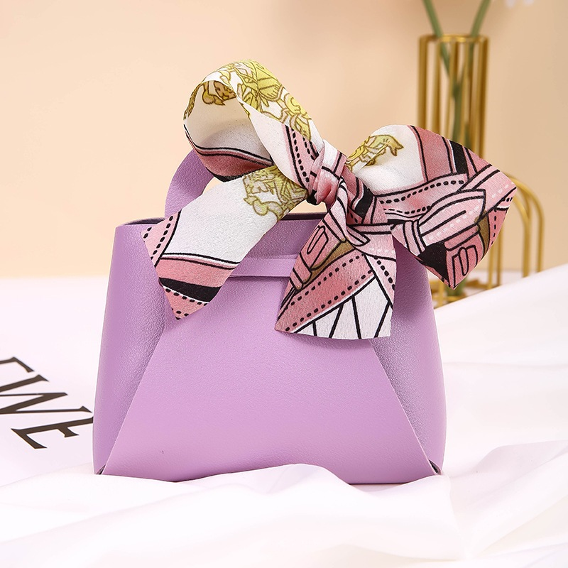 Light Purple PU Leather Tote Doorgift Bag - 13*12*5.5cm