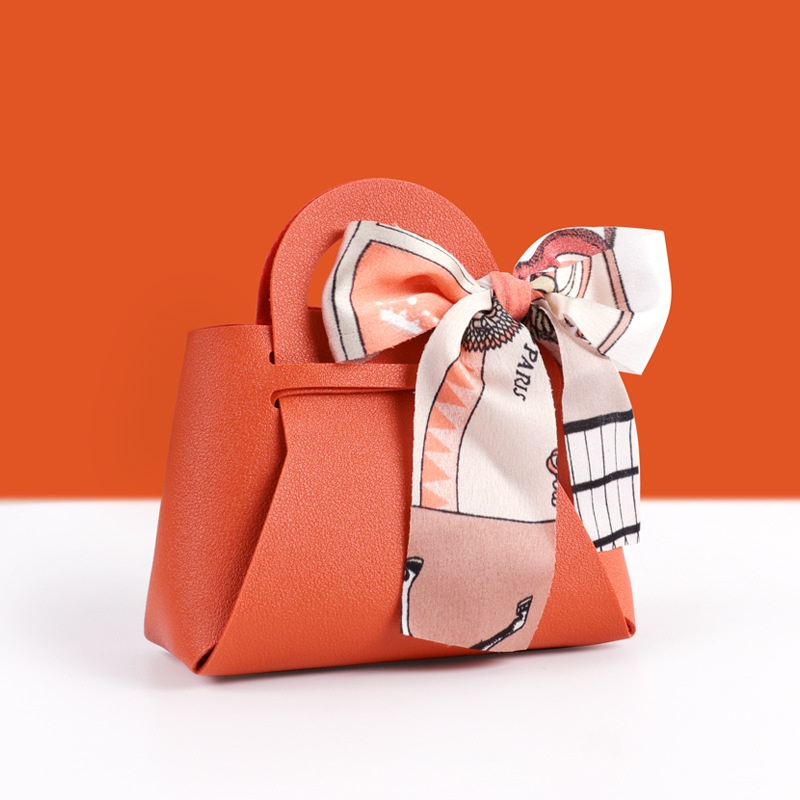 Orange Leather Tote Doorgift Bag - 13*12*5.5cm