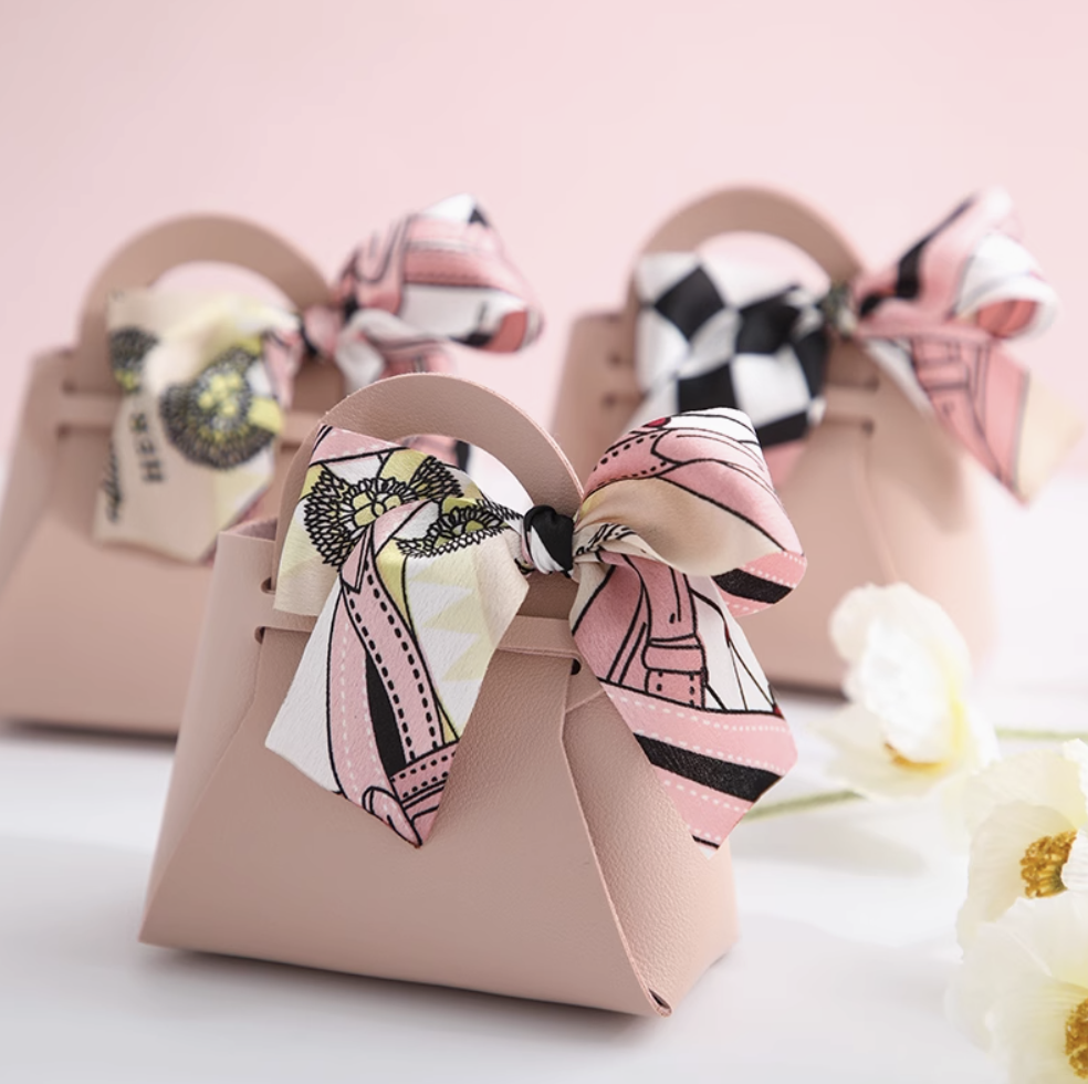 Pink PU Leather Tote Doorgift Bag - 13*12*5.5cm