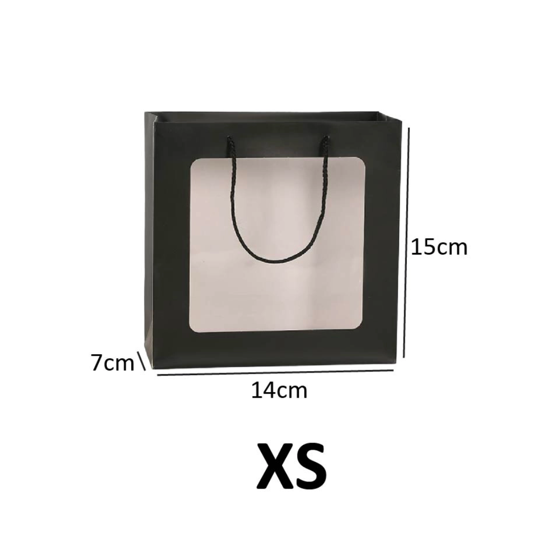 Paper Bag with Window for Doorgift XS: 15cm x 14cm x 7cm Black