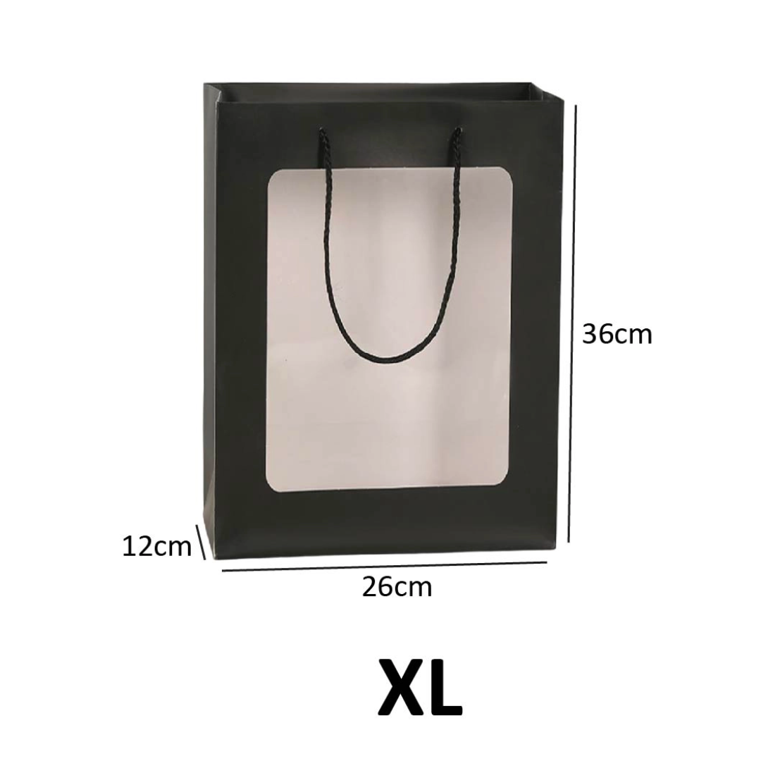 Paper Bag with Window for Doorgift XL: 32cm x 26cm x 12cm Black