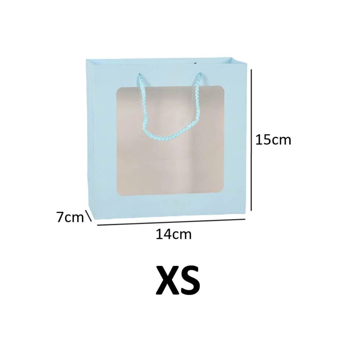 Paper Bag with Window for Doorgift XS: 15cm x 14cm x 7cm Blue