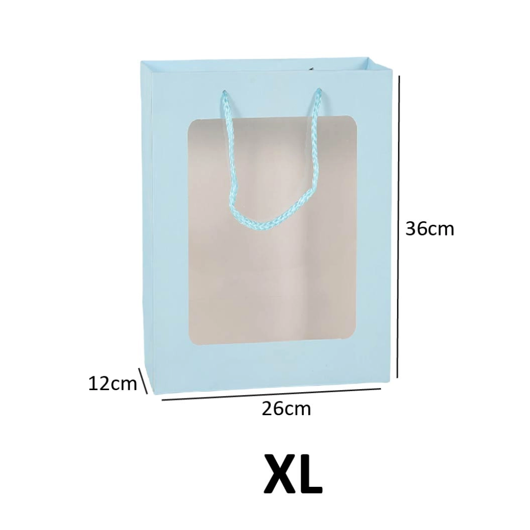 Paper Bag with Window for Doorgift XL: 32cm x 26cm x 12cm Blue