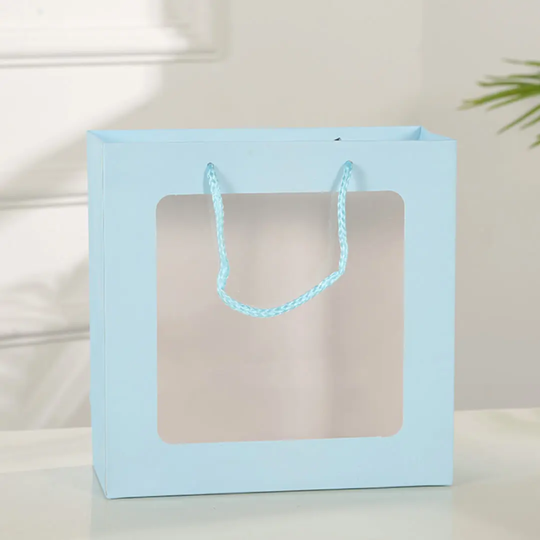 Paper Bag with Window for Doorgift XL: 32cm x 26cm x 12cm Blue