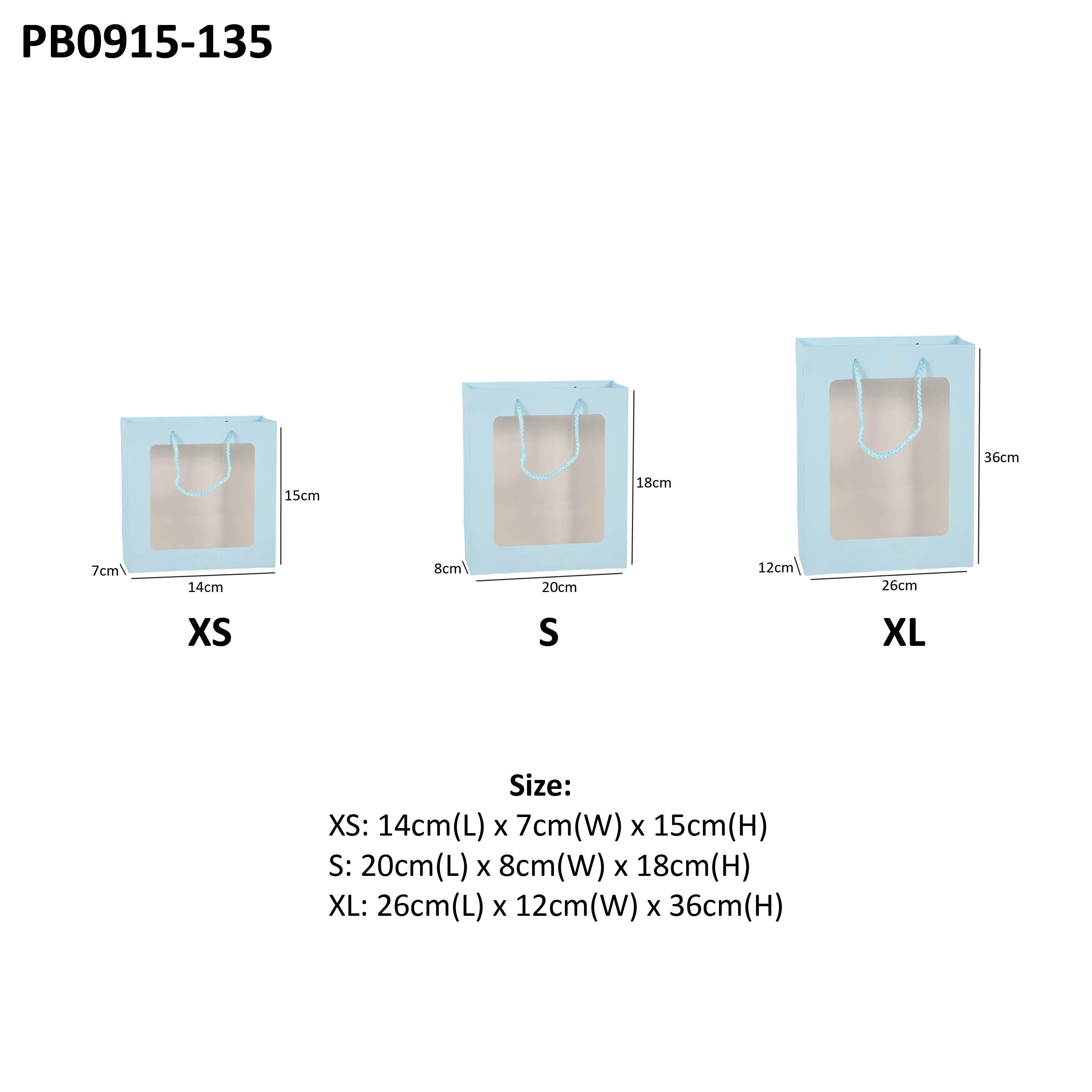 Paper Bag with Window for Doorgift S: 20cm x 18cm x 8cm Blue