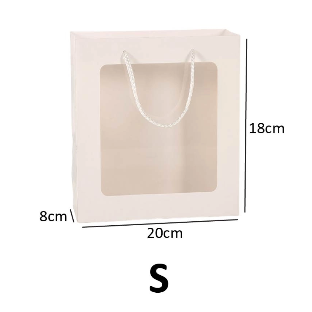 Paper Bag with Window for Doorgift S: 20cm x 18cm x 8cm White