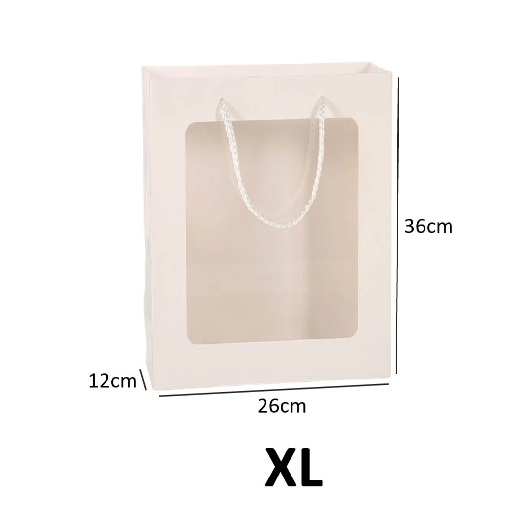 Paper Bag with Window for Doorgift XL: 32cm x 26cm x 12cm White