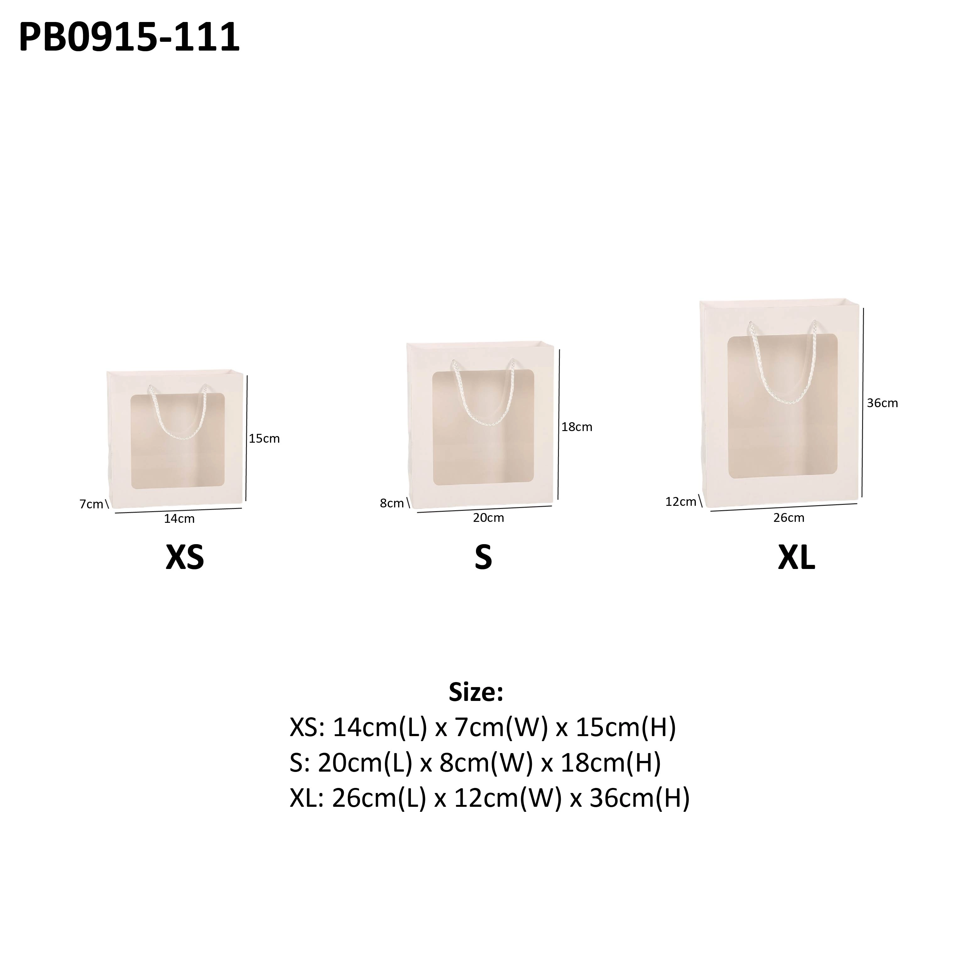 Paper Bag with Window for Doorgift XL: 32cm x 26cm x 12cm White
