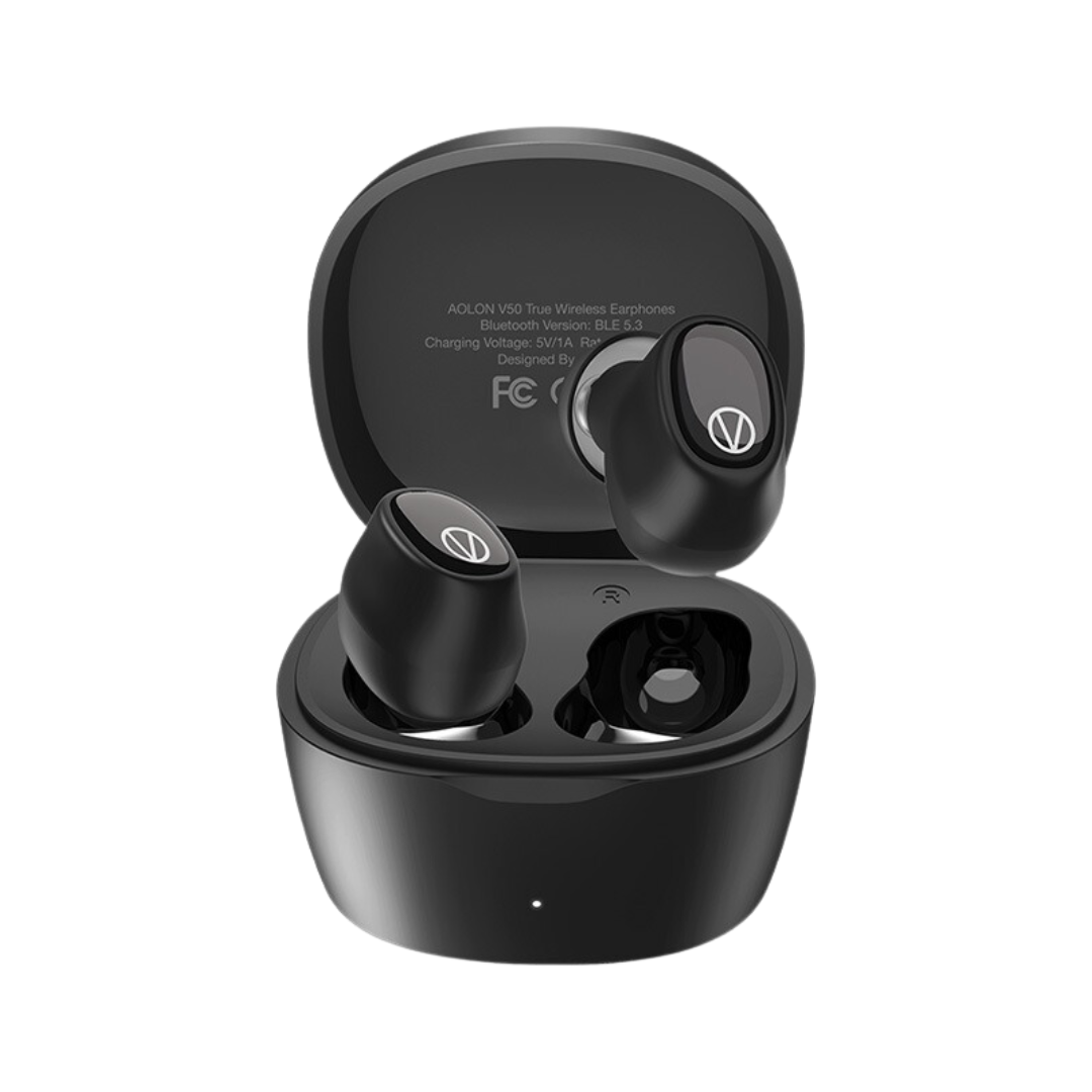 Aolon V50 TWS Bluetooth Earphone Bass Stereo Wireless Noise Reduction Long Battery Life - Black