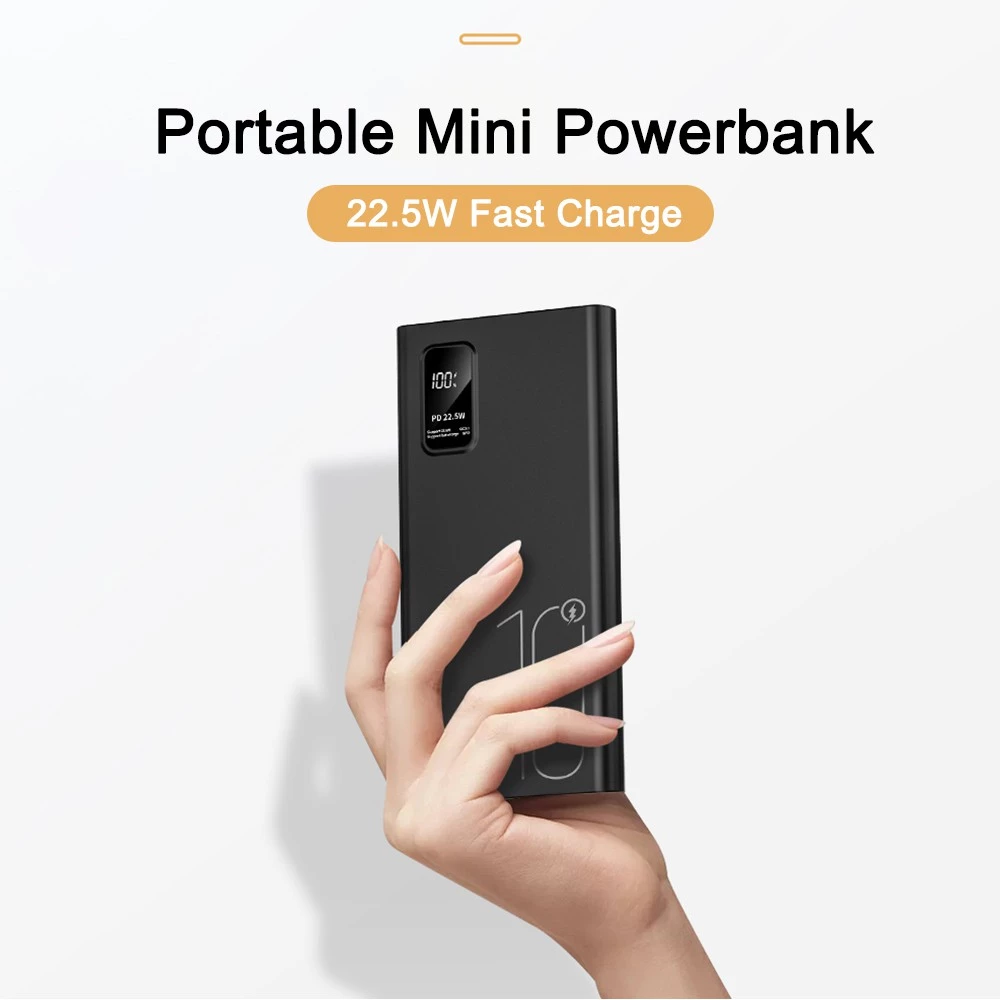 Power Bank 20000mAh Built-in 3 Cables Digital Display - Black