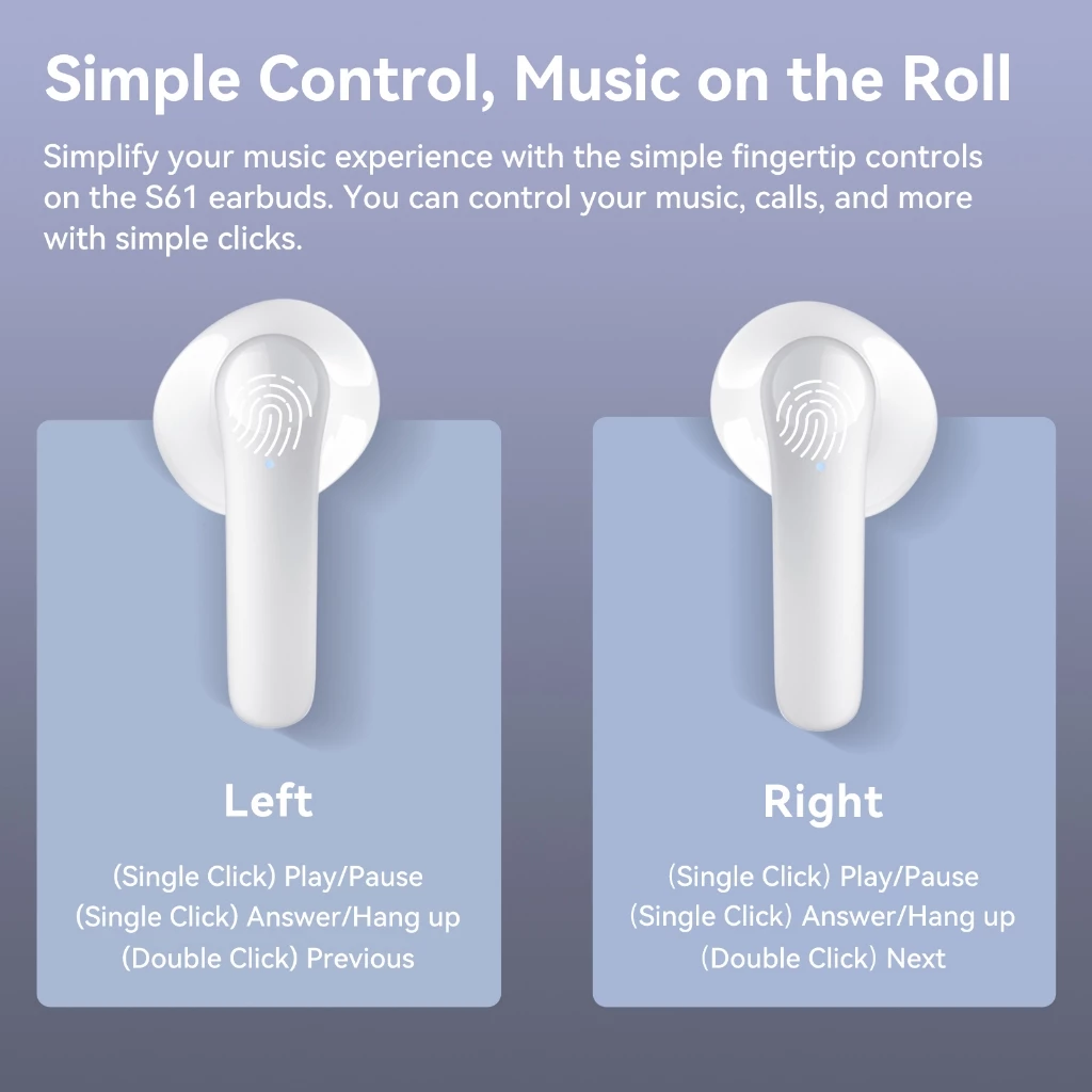 Wireless Headphone TWS 5.3 earphone Wireless Bluetooth Microphone Call Noise Reduction Earbuds - Black