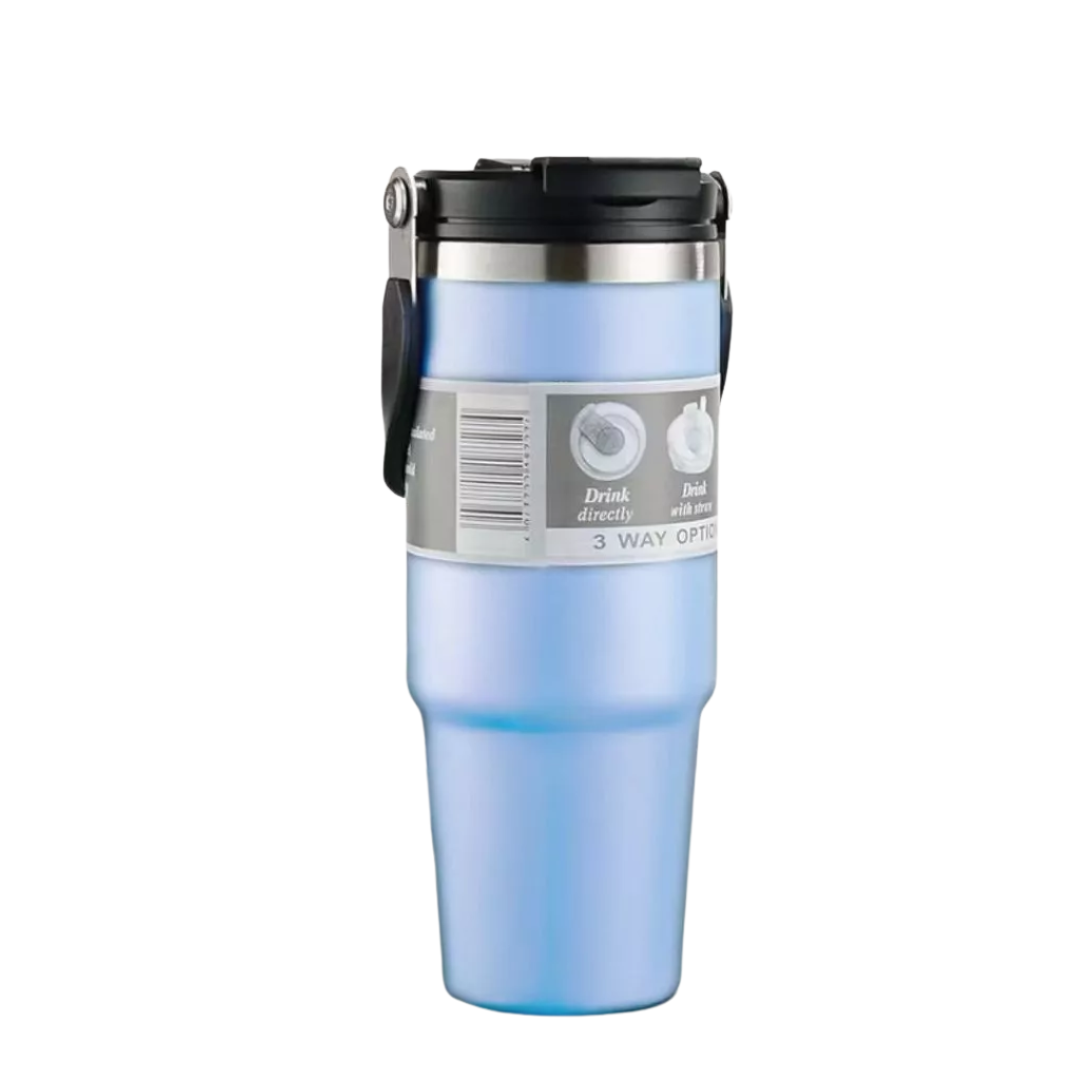 Stainless Steel Thermos Tumbler Mug with Handle 900ml LightBlue