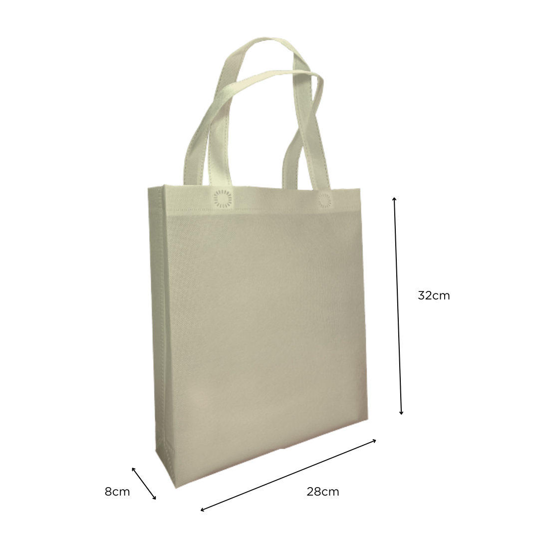 Non Woven Bag A4 28cm(W) x 32cm(H) x 8cm(G) 80gsm - Ivory
