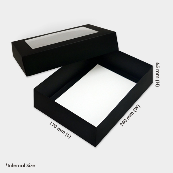 WINDOW SMALL A5 BLACK PREMIER GIFT BOX 240 x 170 x 65mm