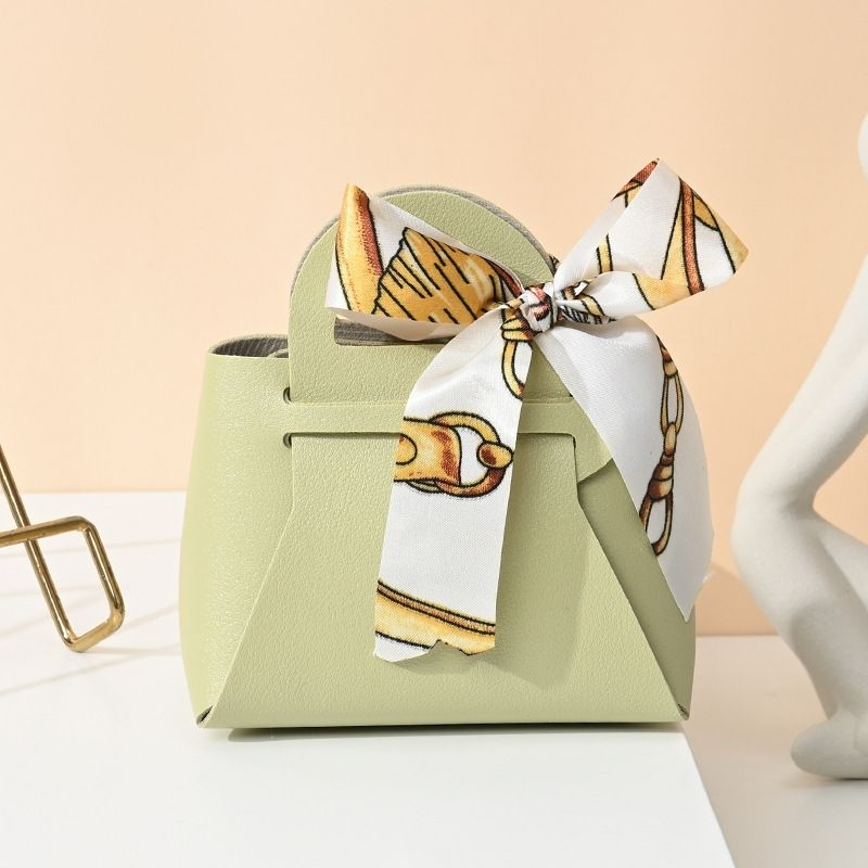 Green PU Leather Tote Doorgift Bag - 15*14*6cm