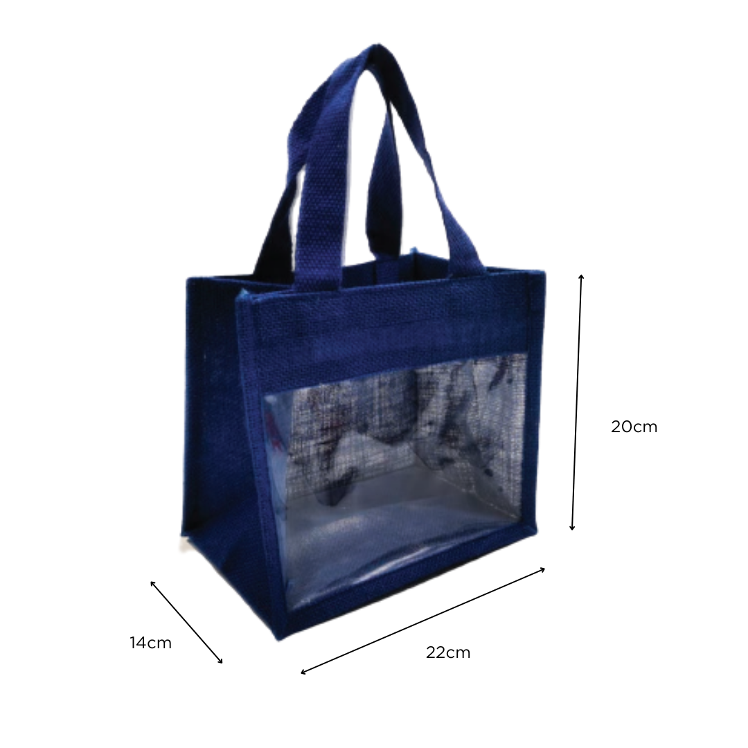 Medium Jute with Window (MJ-W) Bag Navy blue