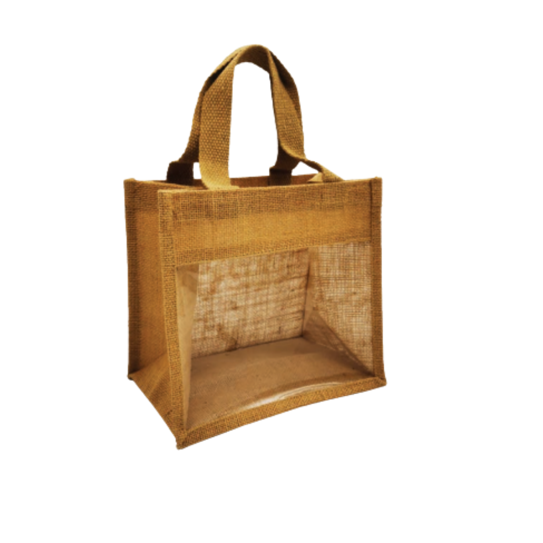 Medium Jute with Window (MJ-W) Bag Natural Beige Brown