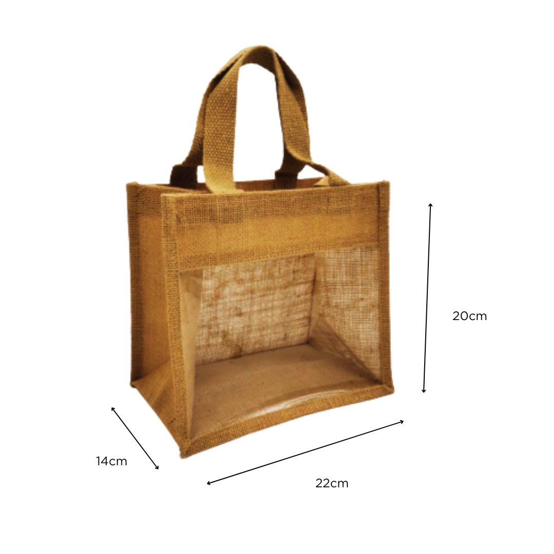 Medium Jute with Window (MJ-W) Bag Natural Beige Brown