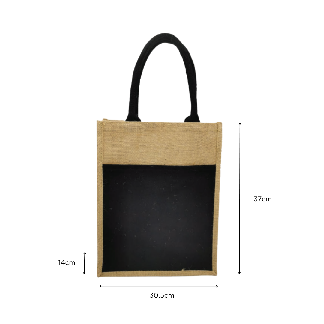 Jute Medium with Black Pocket (JMP-B) Bag