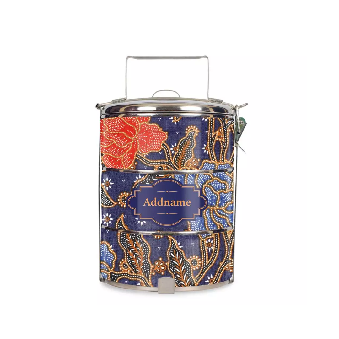 Batik Design Standard Medium 14cm Tiffin Carrier Blue Batik
