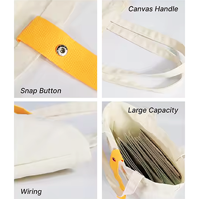 Color Strap Foldable Canvas Tote Bag – 8oz (340×400) - Yellow
