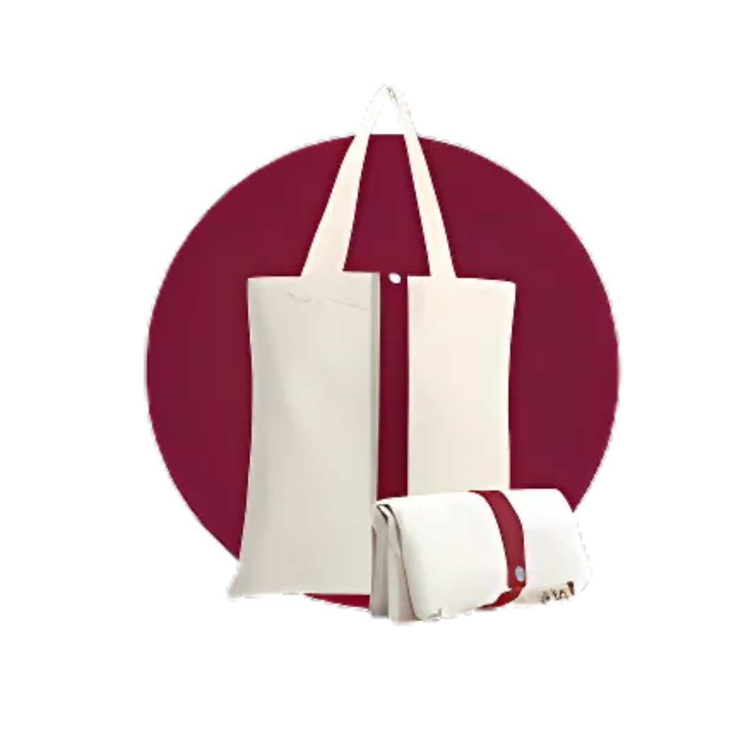 Color Strap Foldable Canvas Tote Bag – 8oz (340×400) - Red
