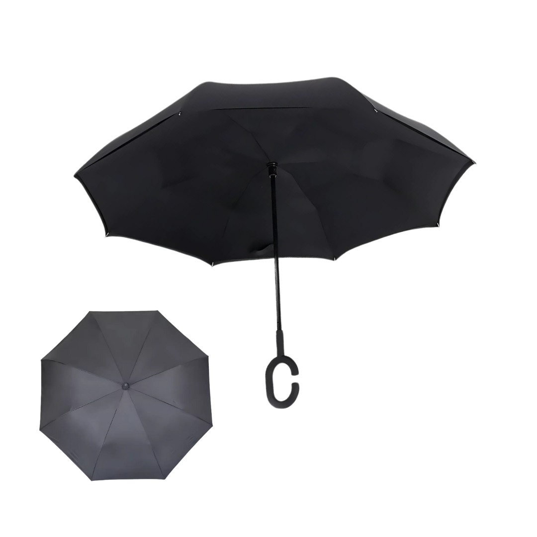 Inverted Reverse Umbrella | Upside-Down Double-Layer Windproof Umbrella with C-Hook