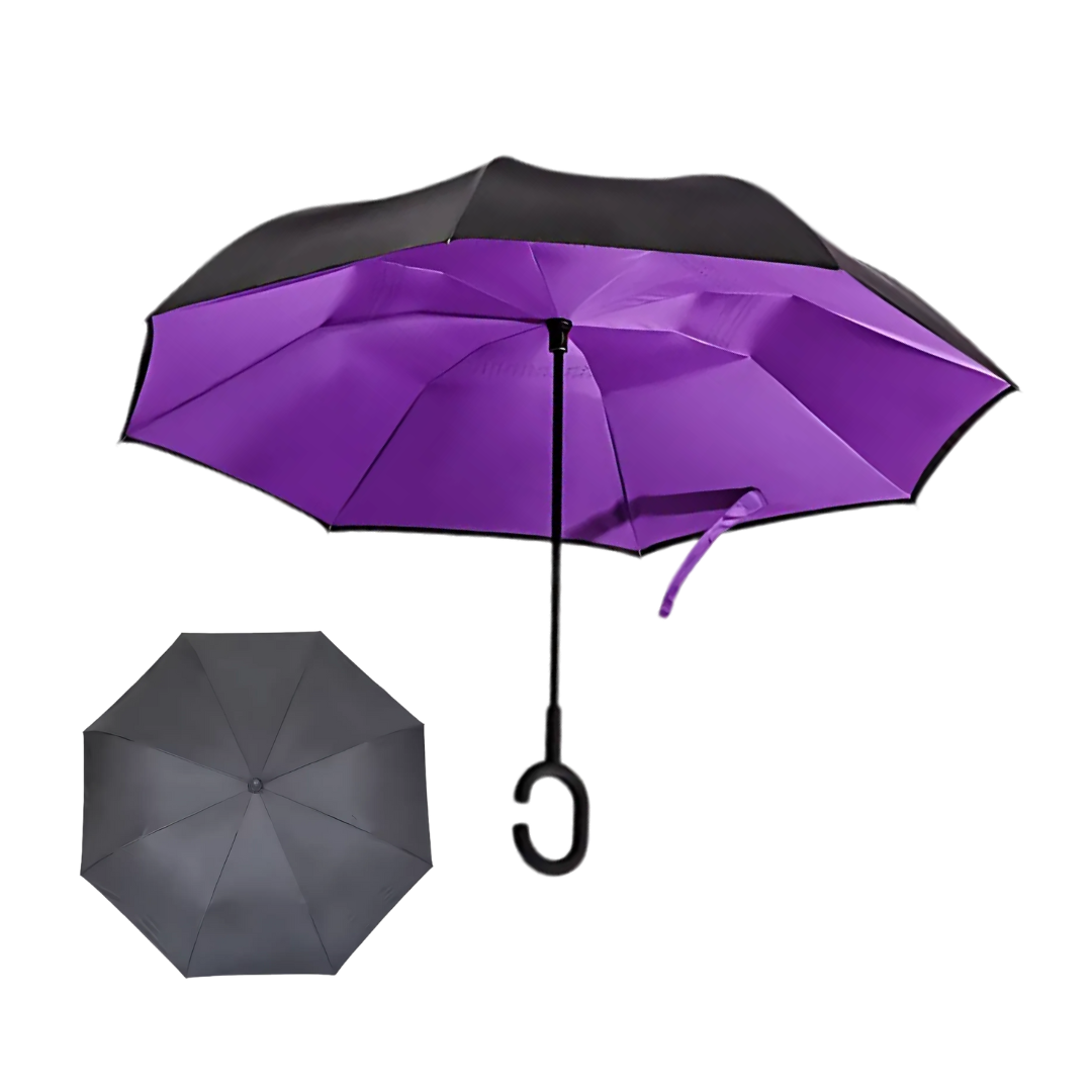Inverted Reverse Umbrella | Upside-Down Double-Layer Windproof Umbrella with C-Hook