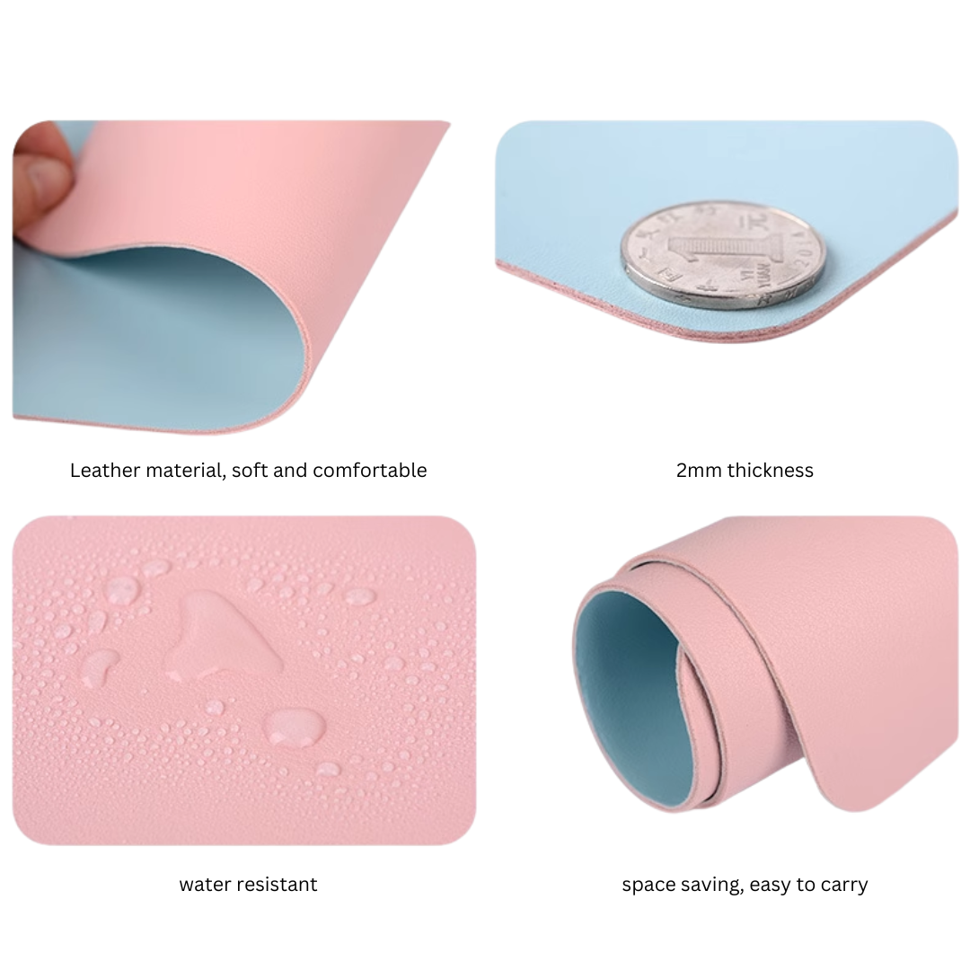 Premium Double Sided Mouse Pad - 70cm x35cm - Pink Grey