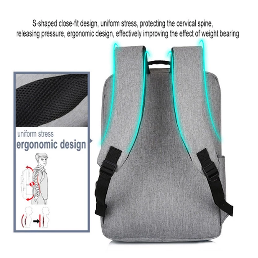 Laptop Bag Travel Bag Business Backpack Leisure Men Bag Man Bag Multifunctional USB Charging Bag - Blue