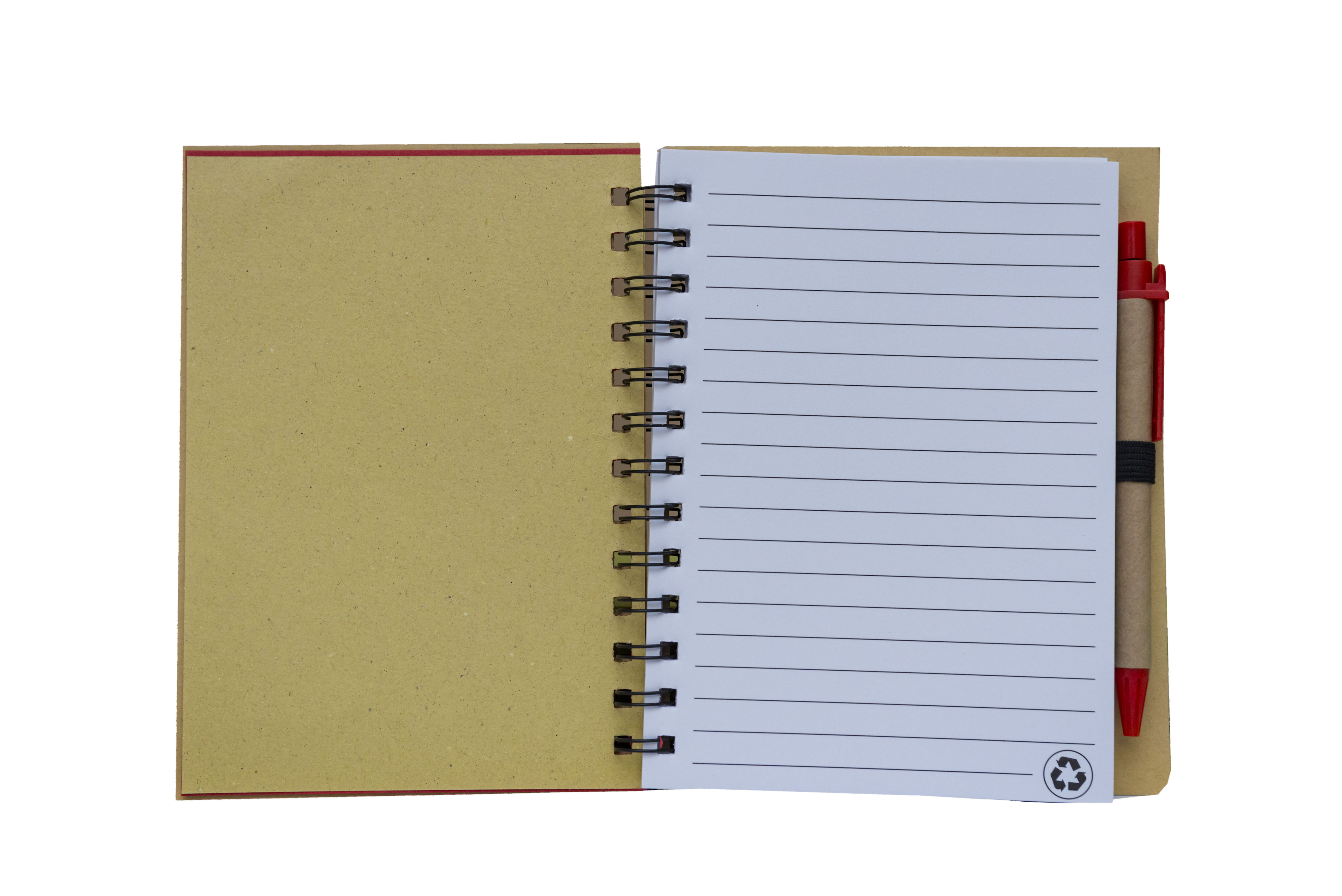 Eco Notepad with Pen – Coloured Cover with Recycle Symbol (70 Sheets) Orange