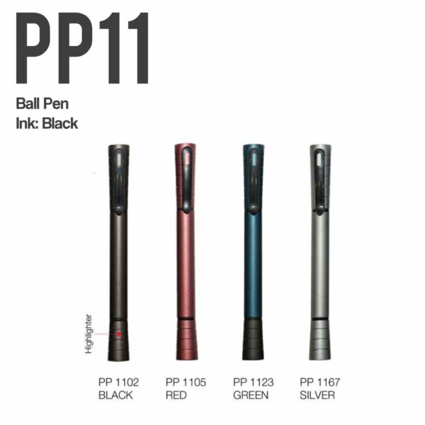 INKY 2-in-1 Black Ink Ballpoint Pen with Highlighter (Black)