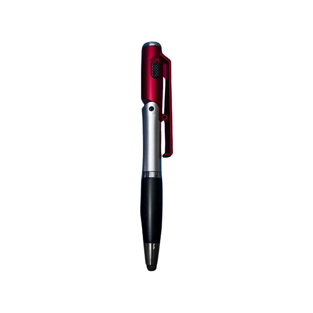 VERSA 4-in-1 Black Ink Plastic Ballpoint Pen with LED Touchlight (Red)