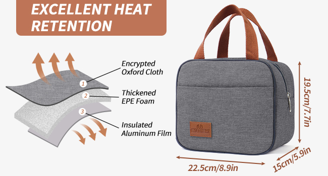 Thermal Lunch Bag for Men & Women Multi-size Insulated Lunch Box Bag - D Shoulder