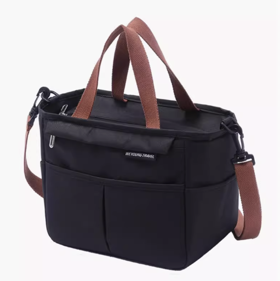 Portable Lunch Box Bag Insulated Thermal Bag Picnic Food Cooler - Black