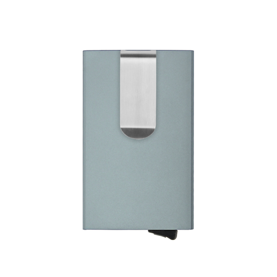 RFID Block Metal Credit Card Holder with Money Clip - Grey