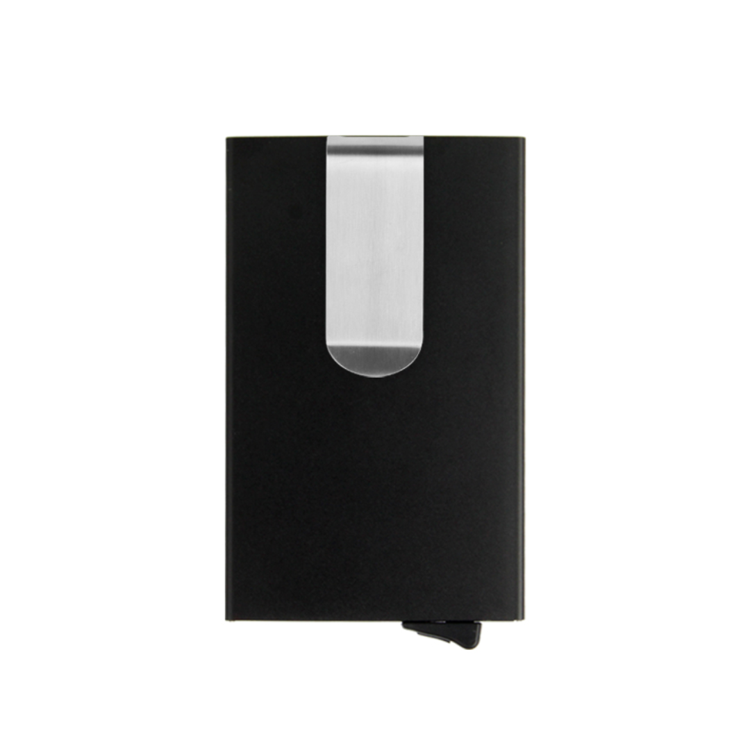 RFID Block Metal Credit Card Holder with Money Clip - Black