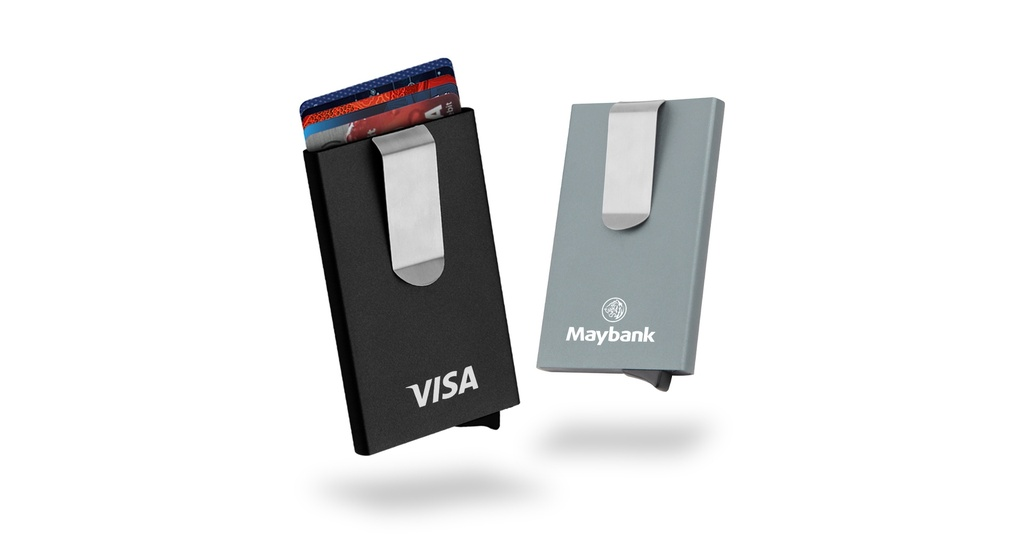 RFID Block Metal Credit Card Holder with Money Clip - Grey