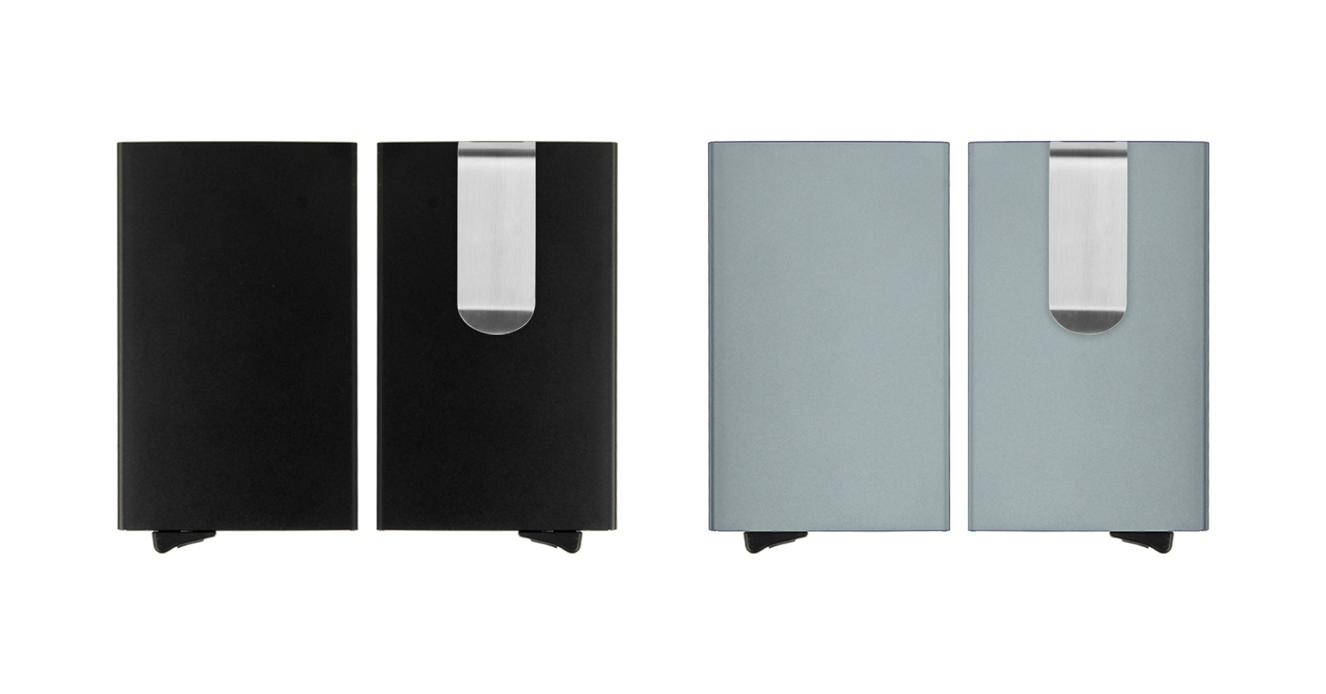 RFID Block Metal Credit Card Holder with Money Clip - Grey