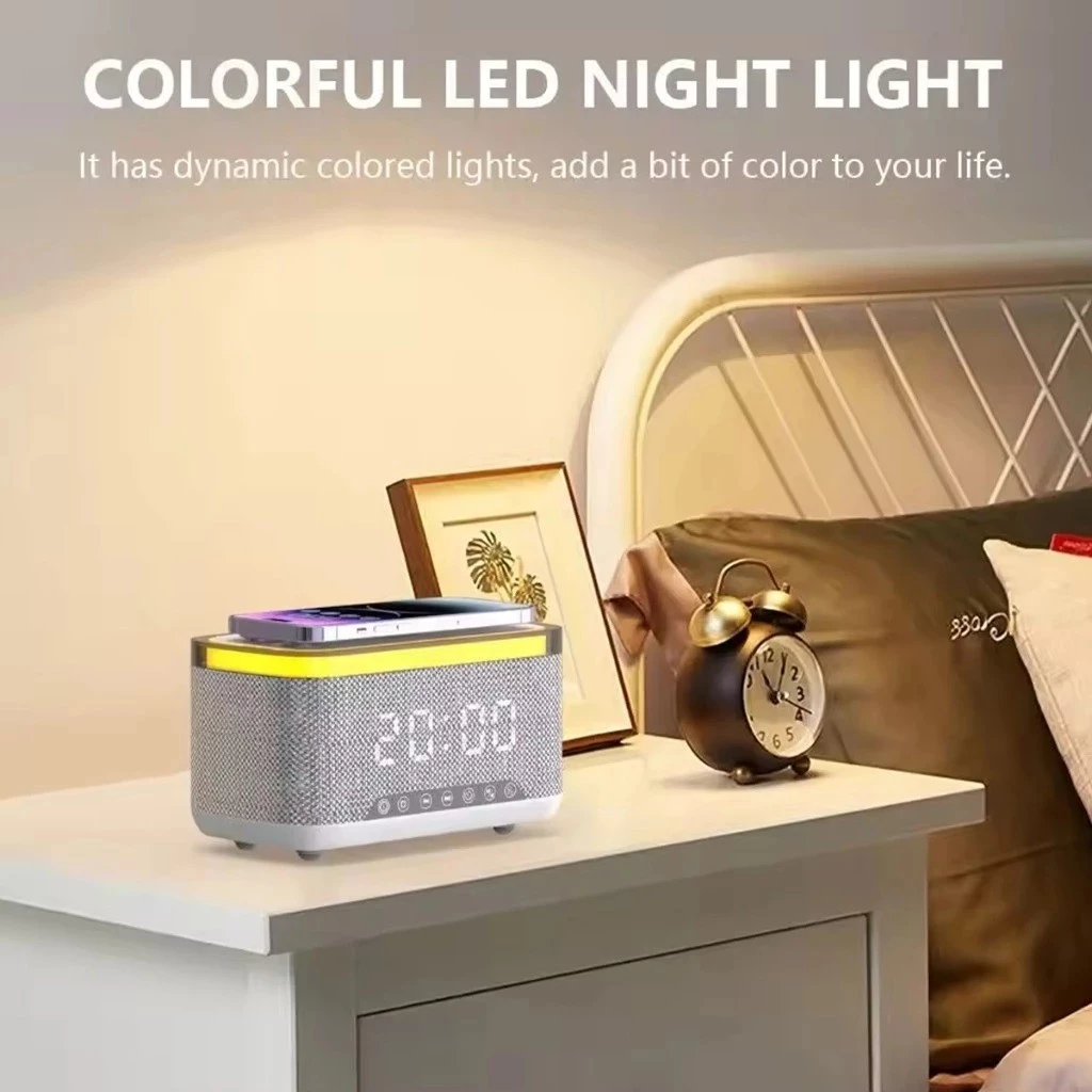 GlowBox S300 - Bluetooth Speaker with 15W Wireless Charging and Alarm Clock