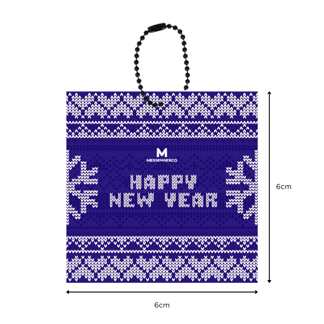 Gift Tag (6cm x 6cm) Art Card 260gsm Digital Print - 1 side [Ready Design - New Year] with Hanging Chain