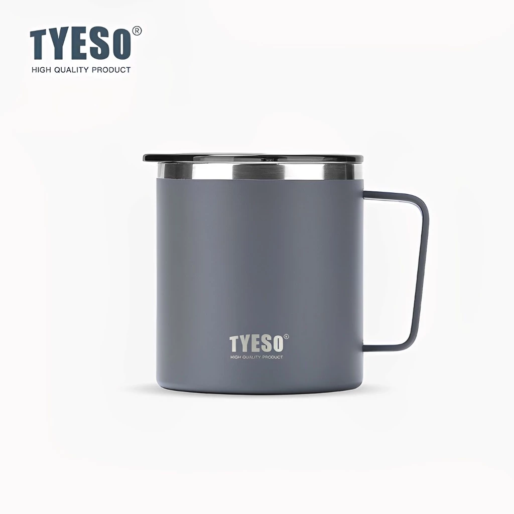 TYESO Hot And Cold Stainless Steel Insulated Thermal Coffee Cup (400ml) Grey