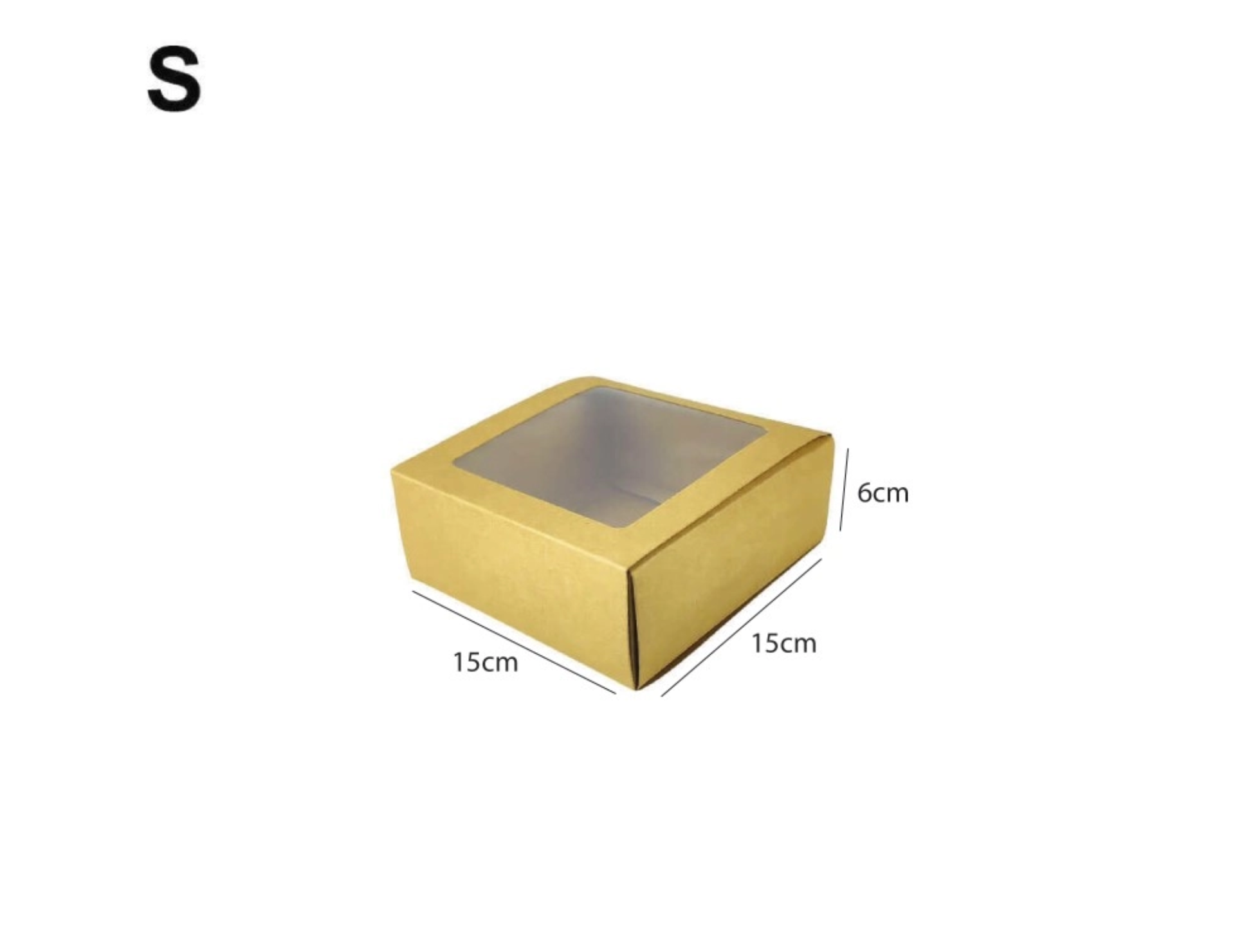 Sliding Kraft Brown Box with Clear Window - S - (15cm x 15cm x 6cm)