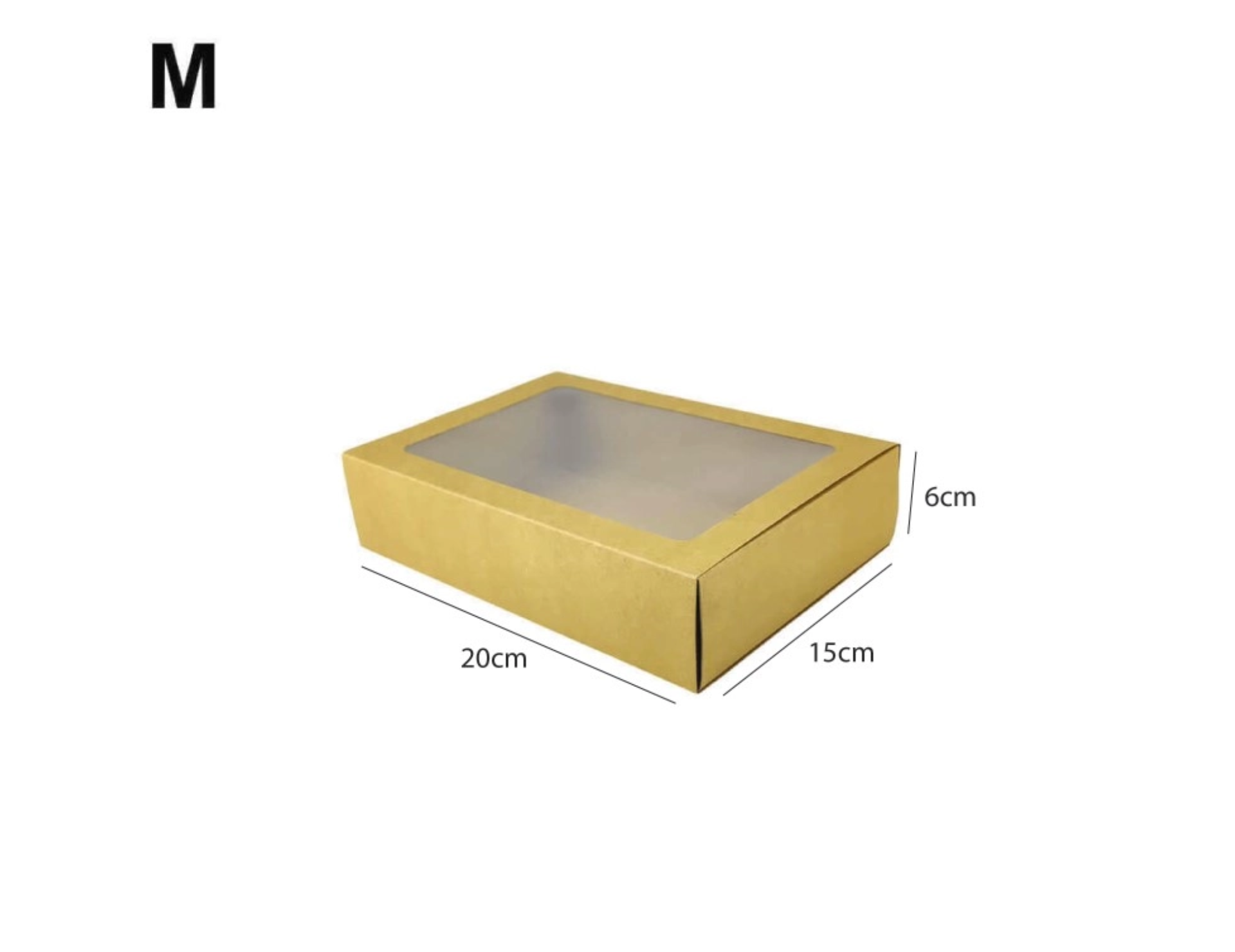 Sliding Kraft Brown Box with Clear Window - M - (20cm x 15cm x 6cm)